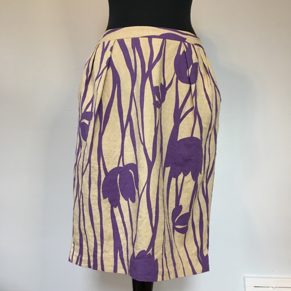 NWT Attention Cream and Purple Cotton Skirt, 10